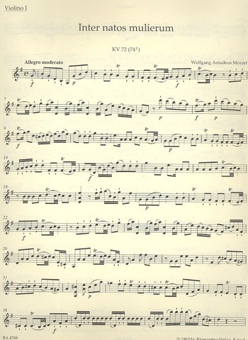 Inter natos mulierum KV72 (KV74f) für gem Chor und Orchester