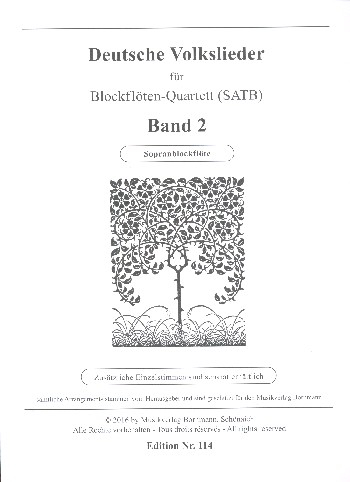 Deutsche Volkslieder Band 2 für 4 Blockflöten (SATB)