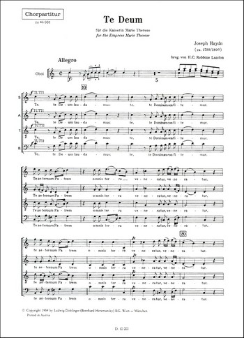 Te Deum C-Dur Hob.XXIIIC:2 für Chor und Orchester