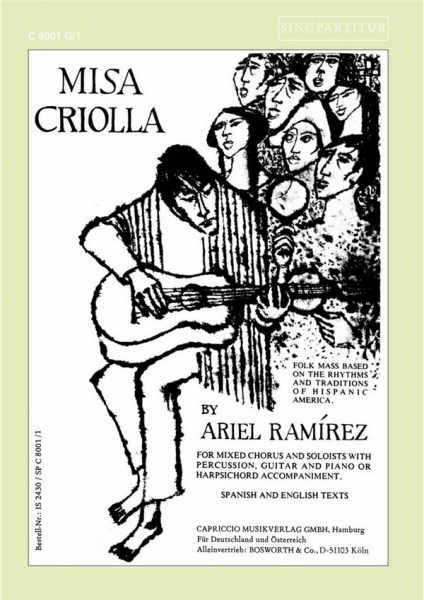 Misa criolla for mixed chorus with solists and percussion or piano