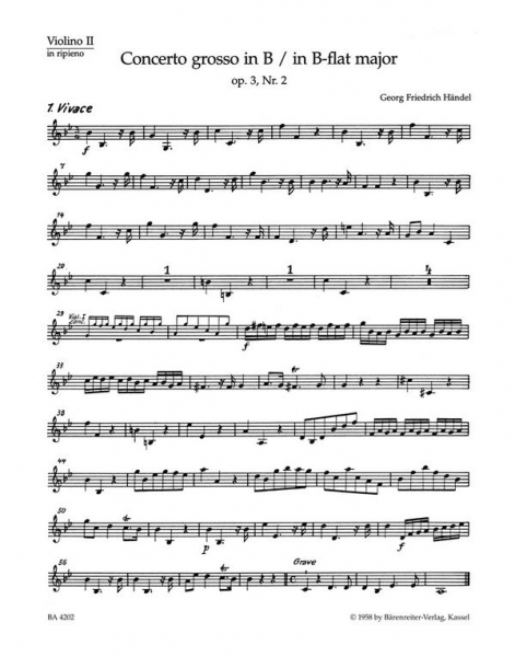 Concerto grosso B-Dur op.3,2 HWV313 für Orchester