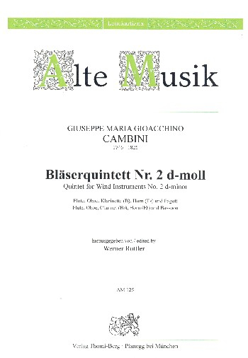 Quintett d-Moll Nr.2 für Flöte, Oboe, Klarinette, Horn und Fagott