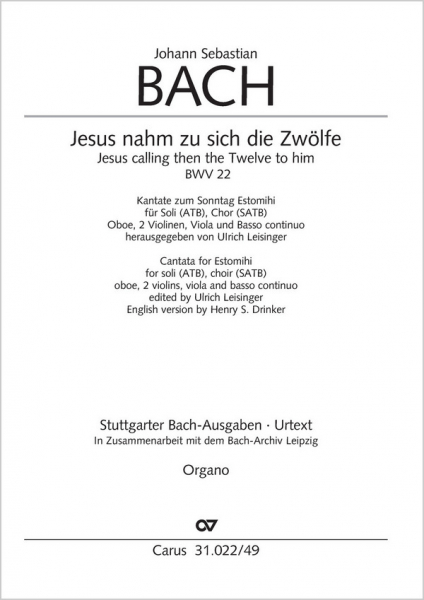 Jesus nahm zu sich die Zwölfe Kantate Nr.22 BWV22
