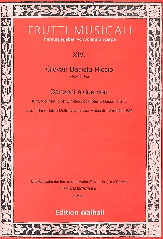 Canzoni a due voci für 2 Violinen (Zinken/Blockföten), Basso und Bc