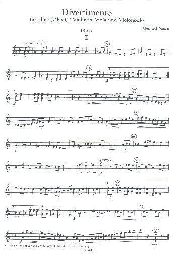 Divertimento Für Flöte (Oboe), 2 Violinen, Viola und Violoncello