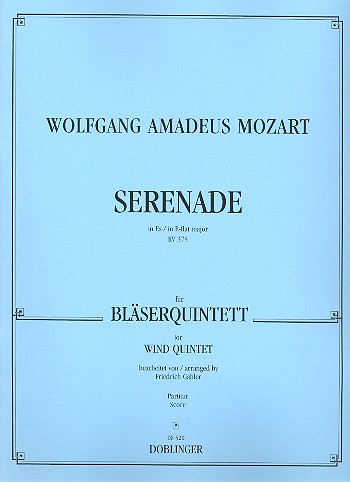 Serenade Es-Dur KV375 für Flöte, Oboe, Klarinette, Horn und Fagott