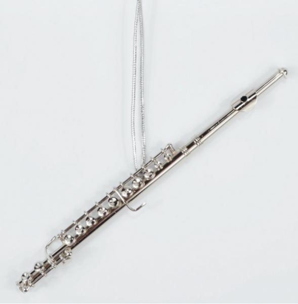 Flöte 14 cm versilbert mit Schlaufe zum Aufhängen