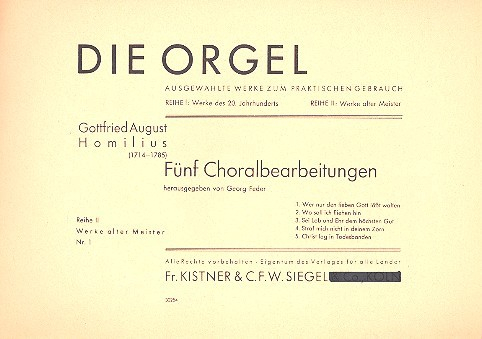 5 Choralbearbeitungen für Orgel (pedaliter)