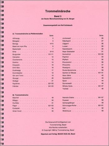 Basler Trommelmärsche Band 3 für Basler Trommel