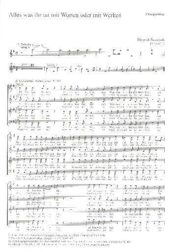 Alles was ihr tut BuxWV4 für Soli (SB), gem Chor und Streicher
