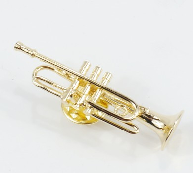 Miniatur Pin Trompete 4 cm vergoldet