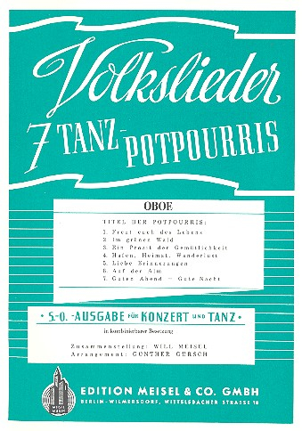 7 Volkslieder Tanzpotpourris für Orchester