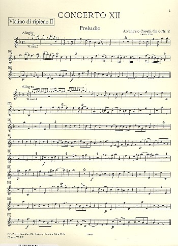 Concerto grosso F-Dur op.6,12 für 2 Violinen, Violoncello und Orchester