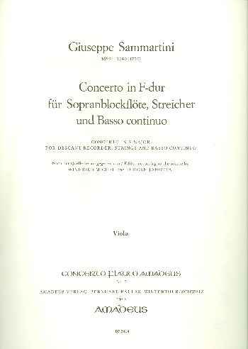 Concerto F-Dur für Sopranblockflöte, Streicher und Bc