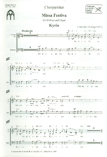 Missa Festiva für gem Chor (SAM) und Orgel