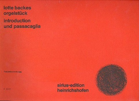 Introduction und Passacaglia für Orgel