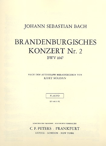 Brandenburgisches Konzert Nr.2 F-Dur BWV1047 für Altblockflöte, Oboe, Trompete, Violine, Streicher u