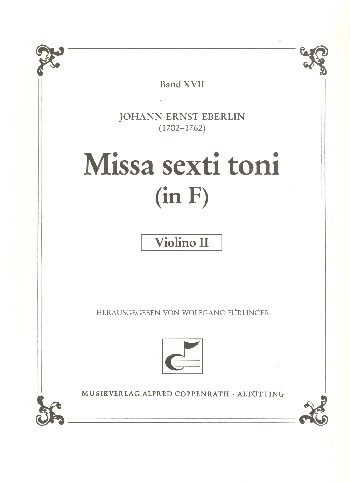 Missa sexti toni in F für Soli, gem Chor, 2 Violinen und Bc