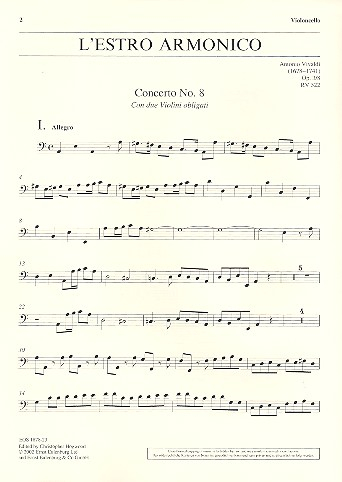 Konzert a-Moll op.3,8 L&#039;Estro Armonico RV522 für 2 Violinen, Streicher und Bc