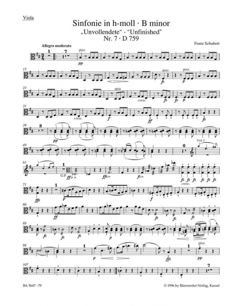 Sinfonie h-Moll D759 für Orchester