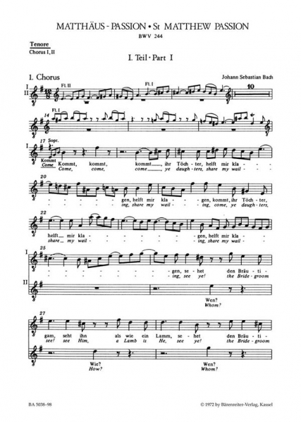 Matthäus-Passion BWV244 für soli, Chor und Orchester