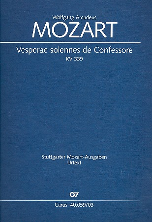 Klavierauszug Vesperae Solennes De Confessore KV 339