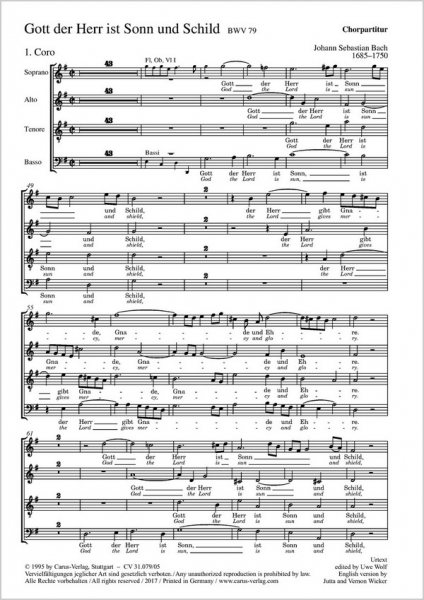 GOTT DER HERR IST SONN UND SCHILD KANTATE NR. 79, BWV 79