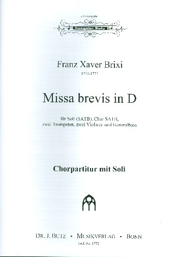 Missa brevis D-Dur für Soli, gem Chor und Orchester