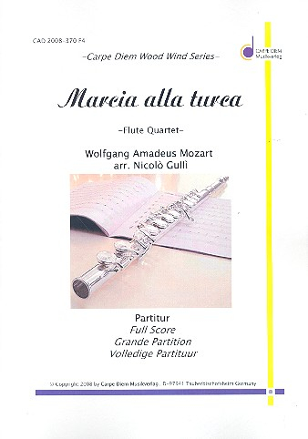 Marcia alla turca KV331 für 4 Flöten Partitur und Stimmen