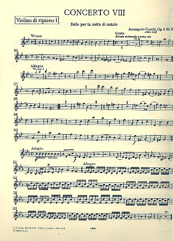 Concerto grosso g-Moll op.6,8 für 2 Violinen, Violoncello, Streicher und Bc