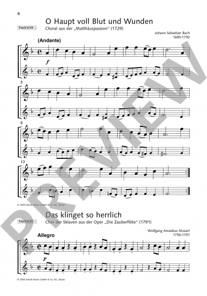 Spielband für Sopranblockflöte Klassik-Hits