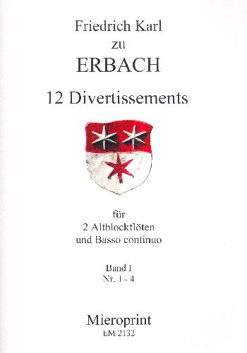 12 Divertissements Band 1 (Nr.1-4) für 2 Altblockflöten und Bc