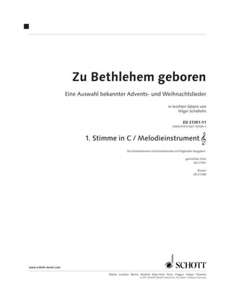 Zu Bethlehem geboren für gem Chor und Klavier (Instrumente ad lib)