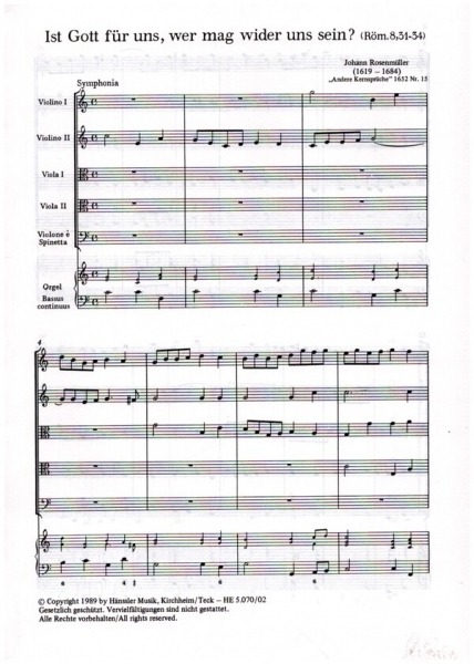 Ist Gott für uns, wer mag wider uns sein? für Sopran, Streicher und Bc