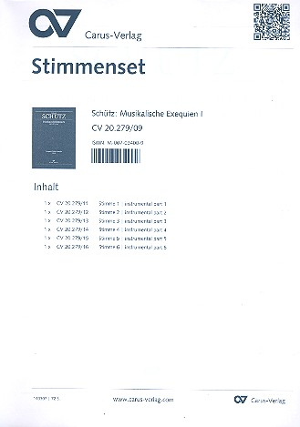 Musikalische Exequien SWV279-281 für 6-8 Stimmen und Bc, Instrumente ad lib