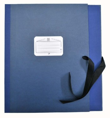 Notenmappe 35,5x28cm Rücken 8cm mit Seitenklappen und Band blau