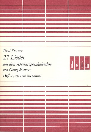 27 Lieder aus dem Dreistrophenkalender Band 3 (Nr.19-27) für Alt, Tenor und Klavier