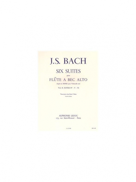 6 suites vol.2 (nos.4-6) pour flûte à bec alto d&#039;après les suites pour violoncelle