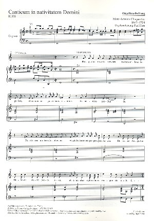 Canticum in nativitatem Domini H393 für3 Singstimmen (SSB) und Orgel
