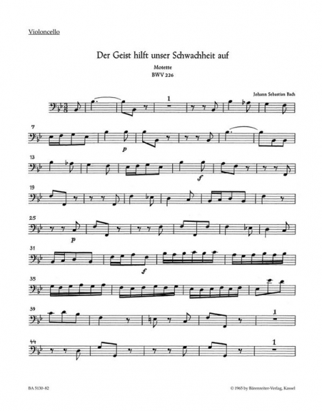 Der Geist hilft BWV226 Motette für Doppelchor und Orchester