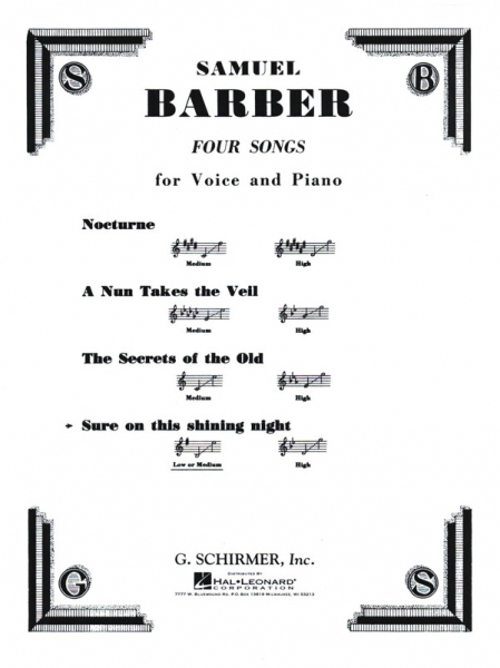 Sure on this shining Night op.13,3 for low or medium voice and piano
