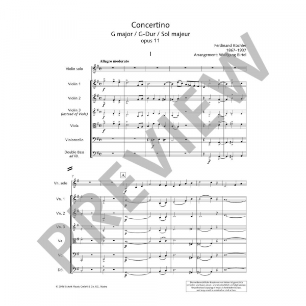 Spielbuch für Violine Concertino G-Dur op.11