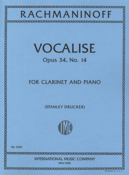 Vocalise op.34,14 for clarinet and piano