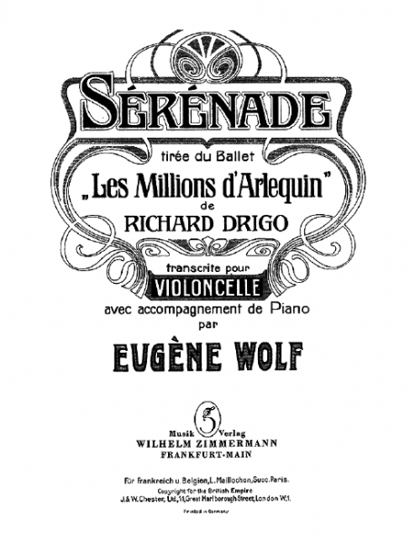 Serenade aus &#039;Les millions d&#039;Arlequin&#039; für Violoncello und Klavier