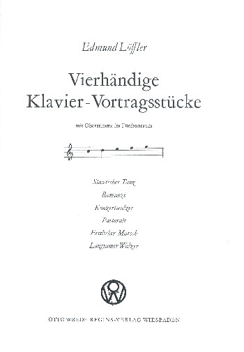 Vierhändige Klavier-Vortragsstücke mit Oberstimme im Fünftonraum für Klavier zu 4 Händen