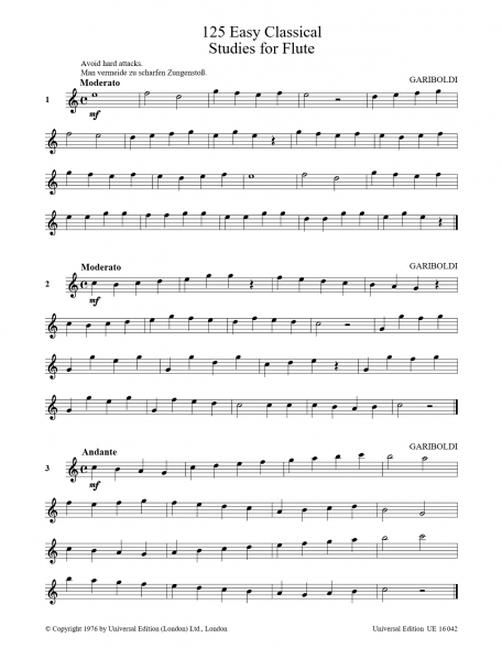 Etüden für Querflöte 125 easy classical studies