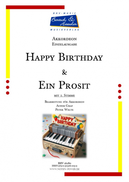 Happy Birthday / Ein Prosit für Akkordeon (mit 2. Stimme)