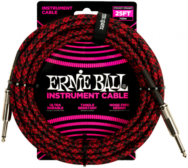 Instrumentenkabel Ernie Ball EB6398 rot/schwarz 7,62 Meter