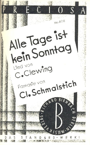 Fantasie über alle Tage ist kein Sonntag: für Salonorchester