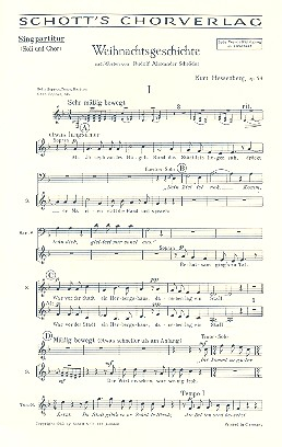 Weihnachtsgeschichte op. 54 für gemischten Chor (SATB) mit Soli (STB) und Streichorchester, Flöte